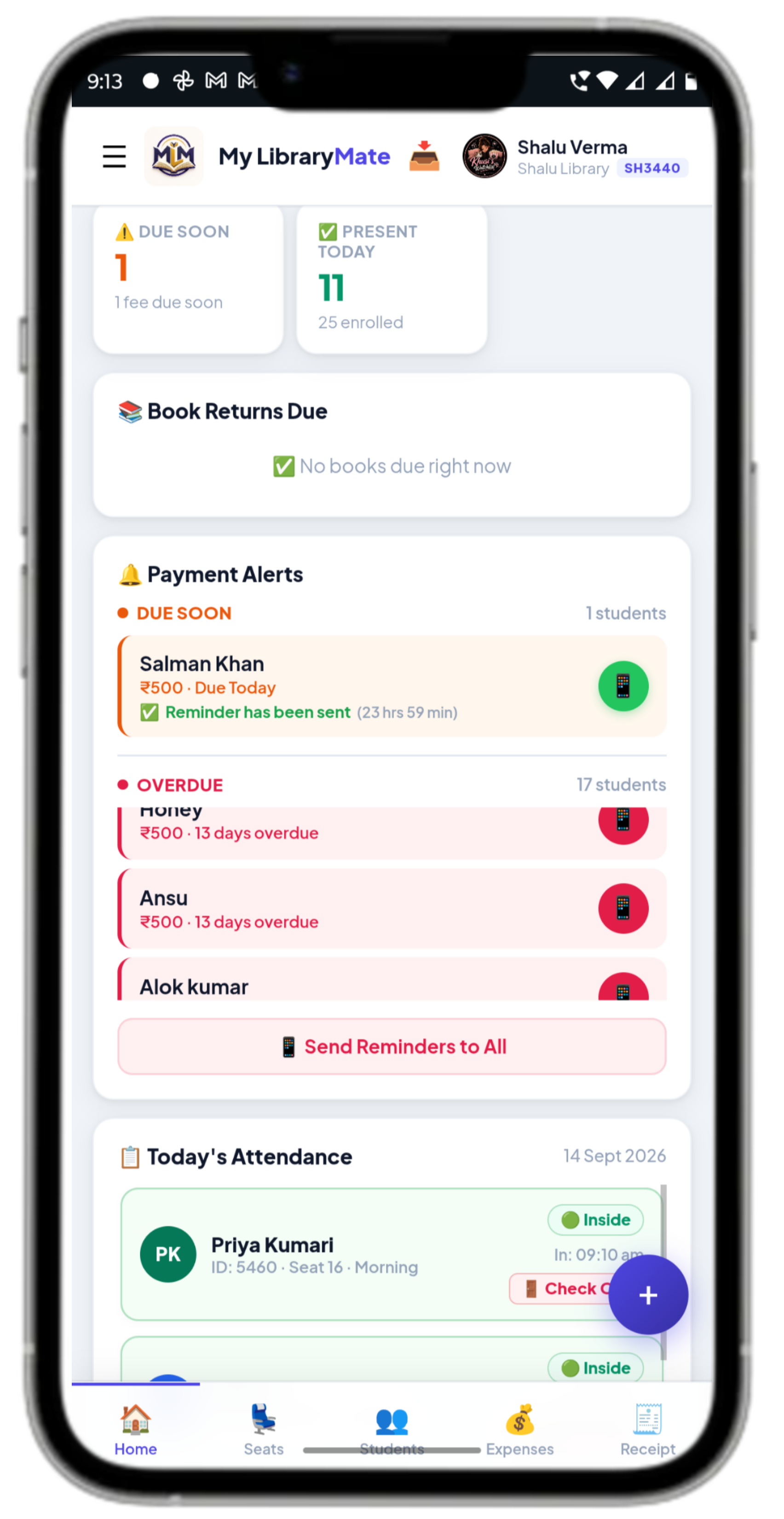 Live Dashboard & Attendance