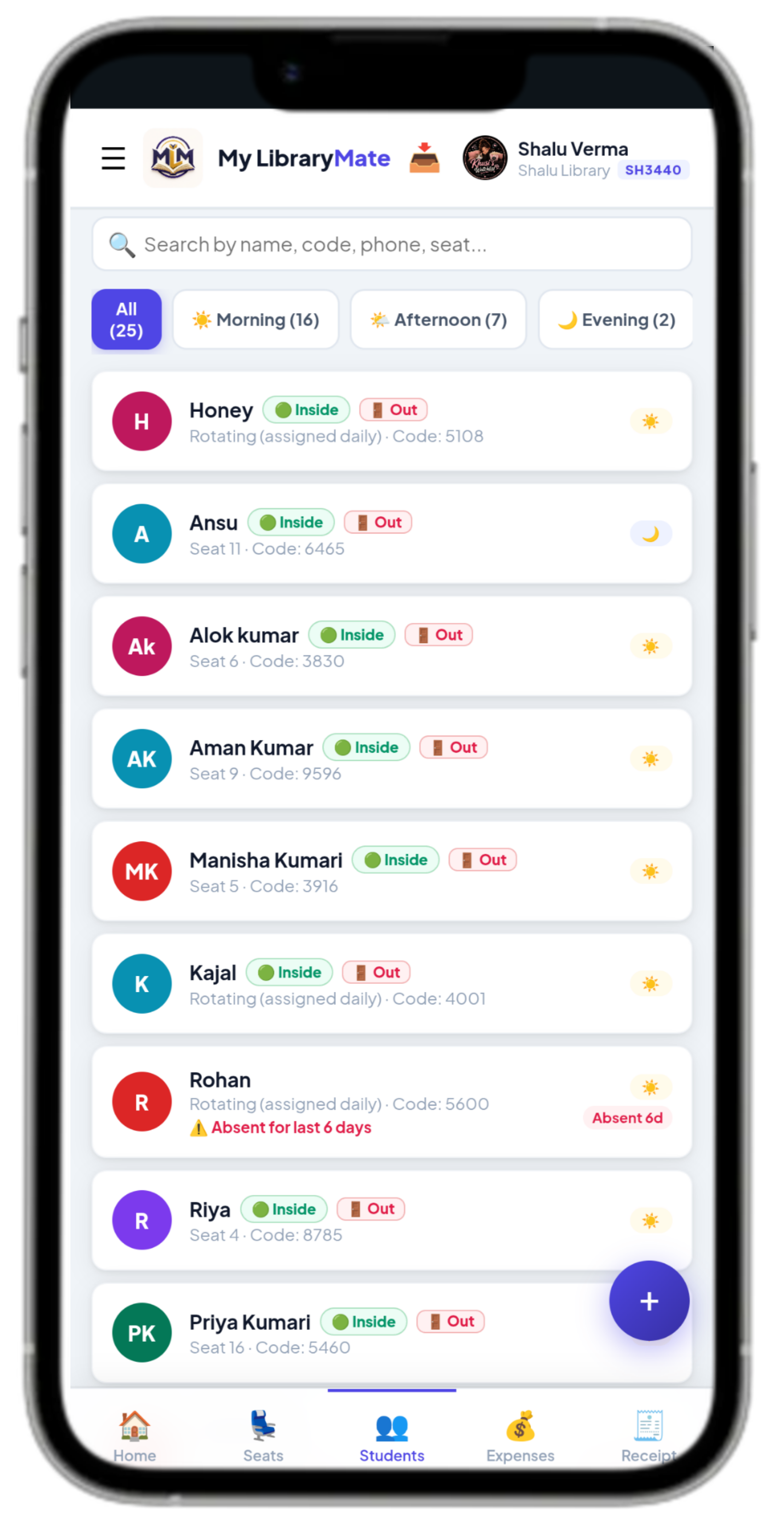 Student Directory & Shift Filter