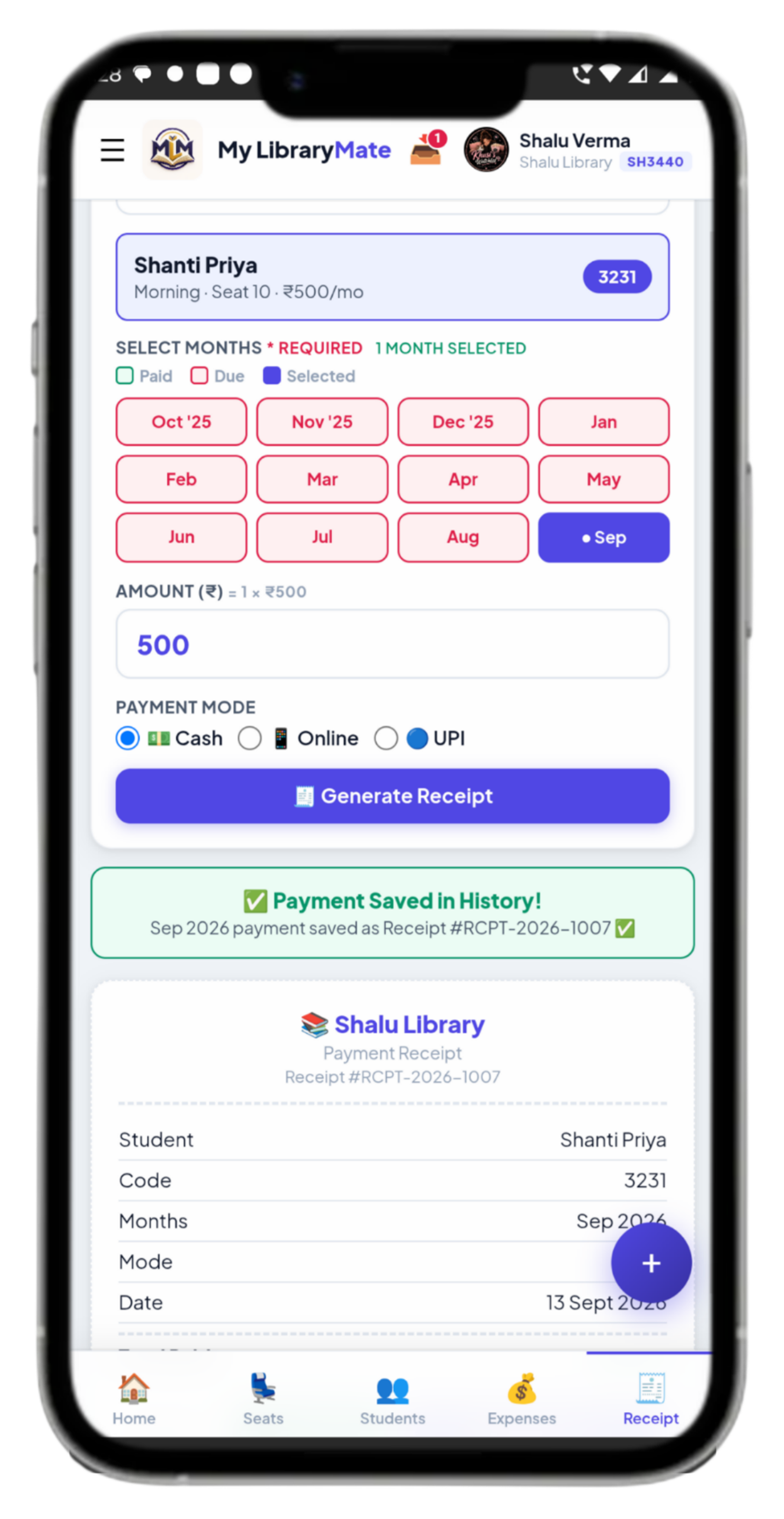 Instant WhatsApp Fee Receipts